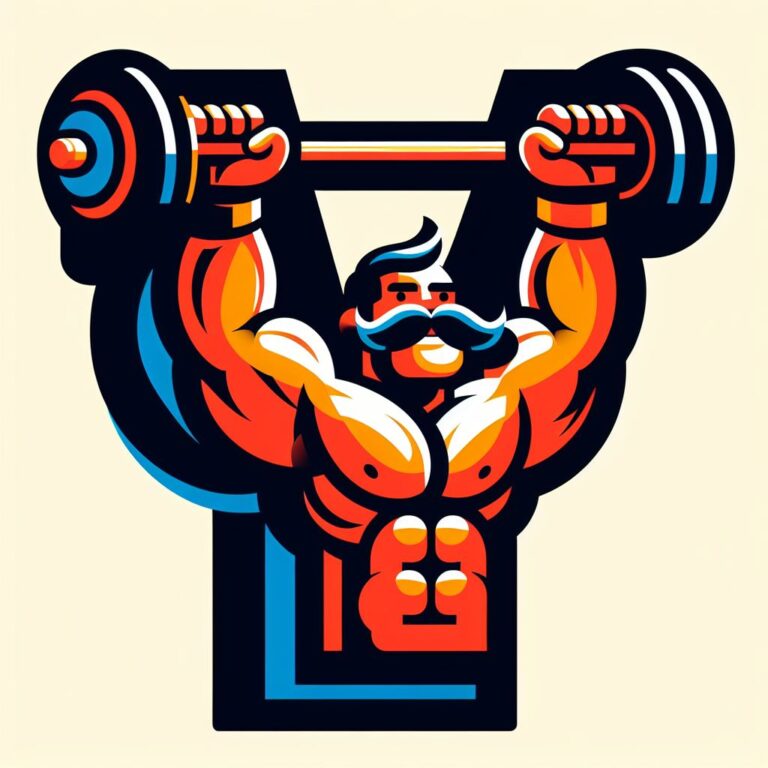 A capital letter Y that is in the shape of a strongman holding a weights bar above his head